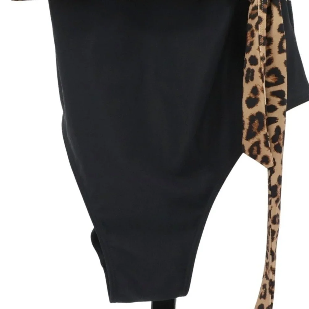 Summersalt Leopard Wrap One Piece Swimsuit Tie Waist Black Size 8 NWT - Picture 5 of 9